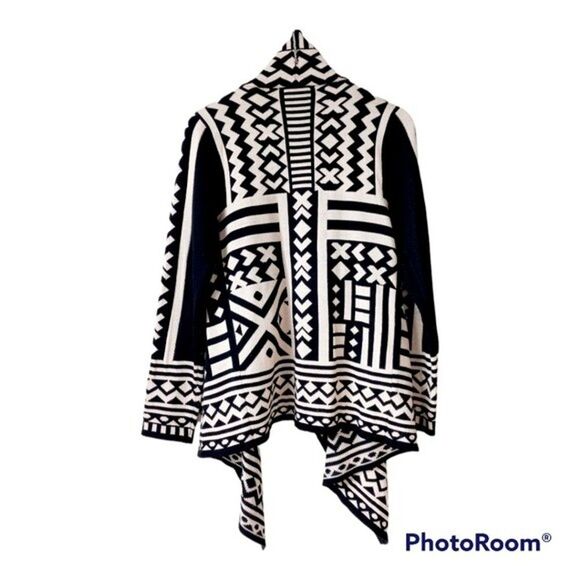 REBECCA ELLIOT Geometric Shark bite Aztec Cardigan Transitional Cardigan Sz S/M - Picture 2 of 6